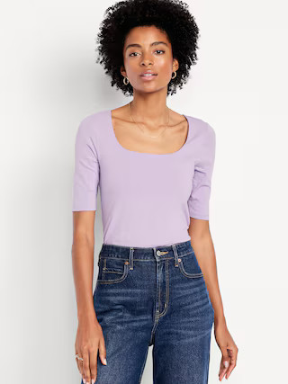 Double-Layer Elbow-Sleeve Scoop-Neck T-Shirt | Old Navy | Old Navy (US)