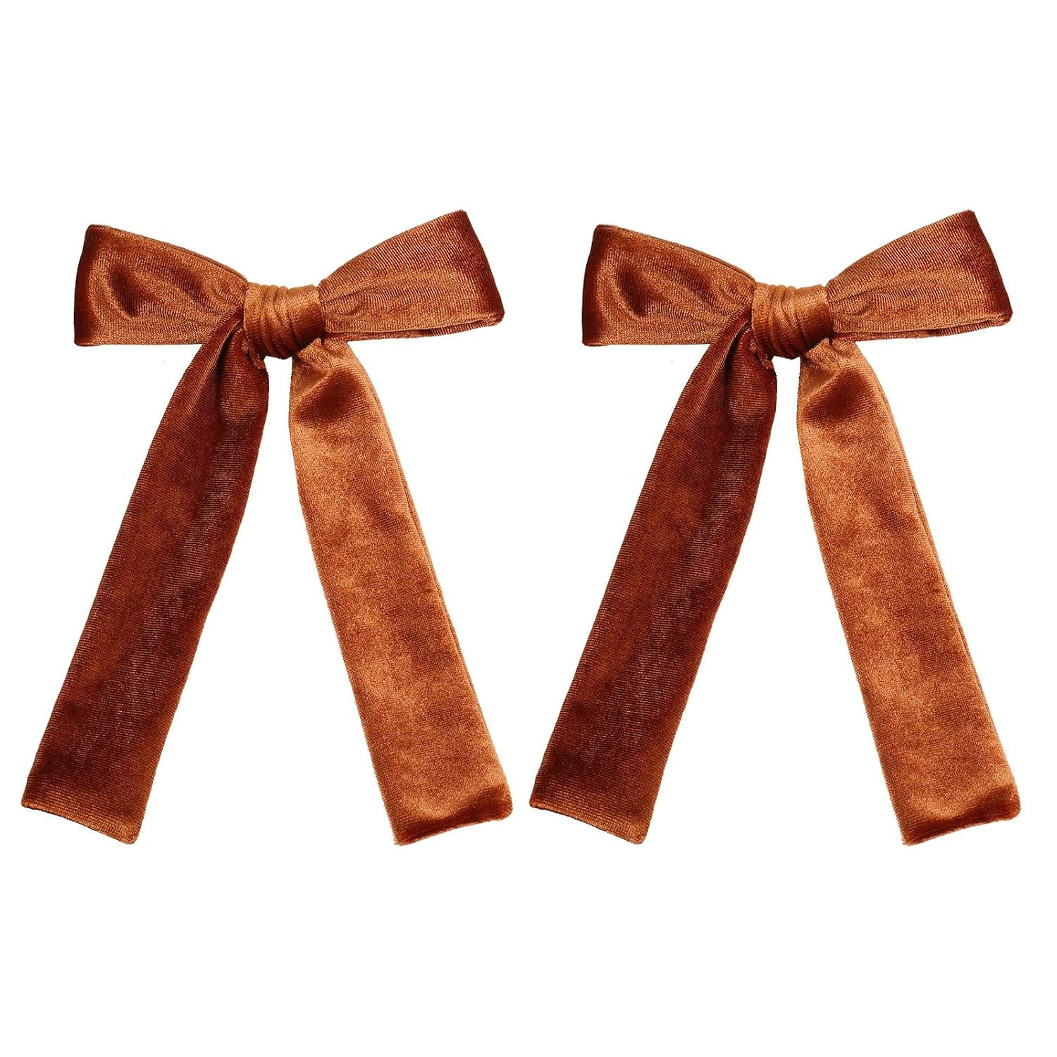 5in Big Copper Velvet Ribbon Bow Hair Clips for Girls Women Long Tail Ponytail Bow-knot Cheer Barrettes Alligator Hair Pins Toddler Baby Kids Teens Fall Outfit Decor Accessory | Amazon (US)