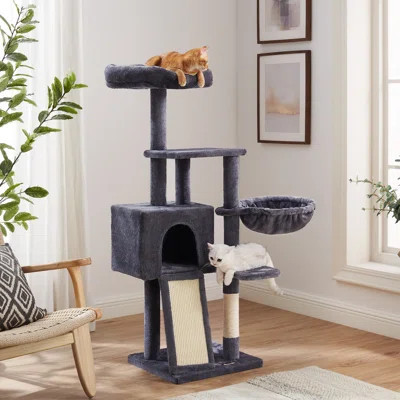 53.2" Crewkerne Multi-Level Cat Tree with Sisal Scratching Post, Ramp and Perch Bed | Wayfair North America