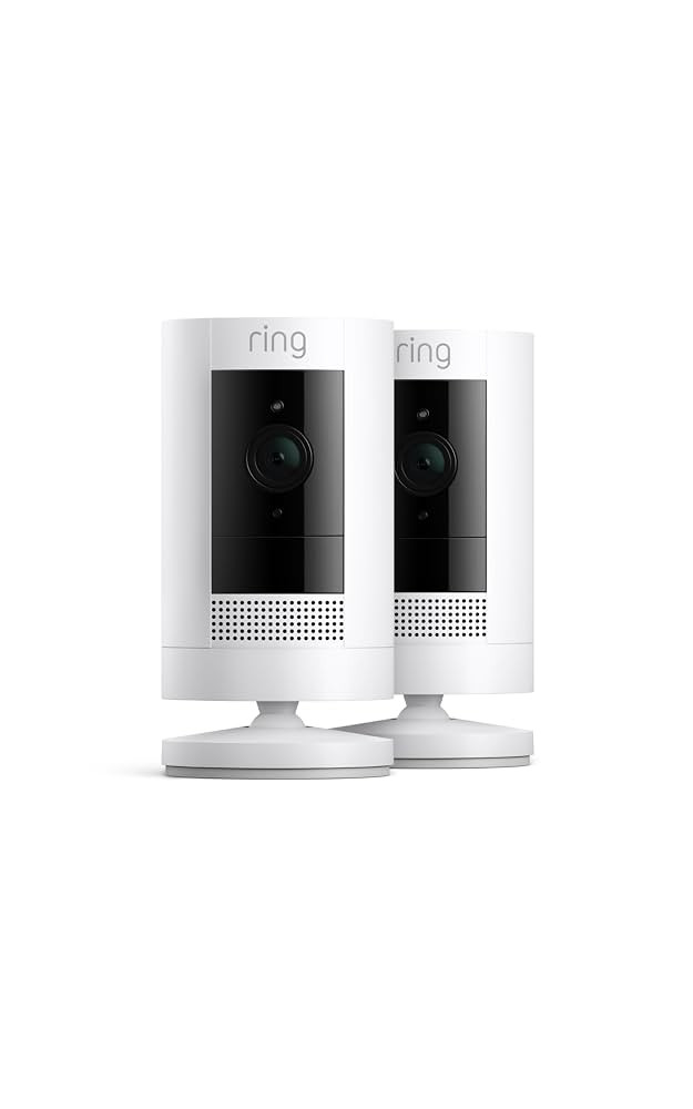 Ring Outdoor Cam (Stick Up Cam), Weather-resistant home or business HD security camera, Live View, Color Night Vision, Two-Way Talk, motion alerts, Works with Alexa, White, 2-pack | Amazon (US)