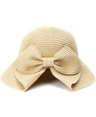 Straw Bow Back Brimless Floppy Hat | Macy's