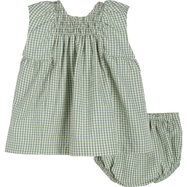 Baby Nami Dress with Bloomer, Sage Gingham | Maisonette