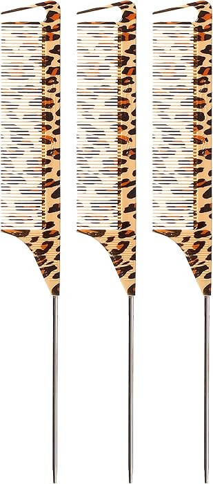 Red by Kiss 3 PACK Parting Pin Tail Comb Teasing Comb Reduces Frizz Heat Resistant (Leopard) | Amazon (US)
