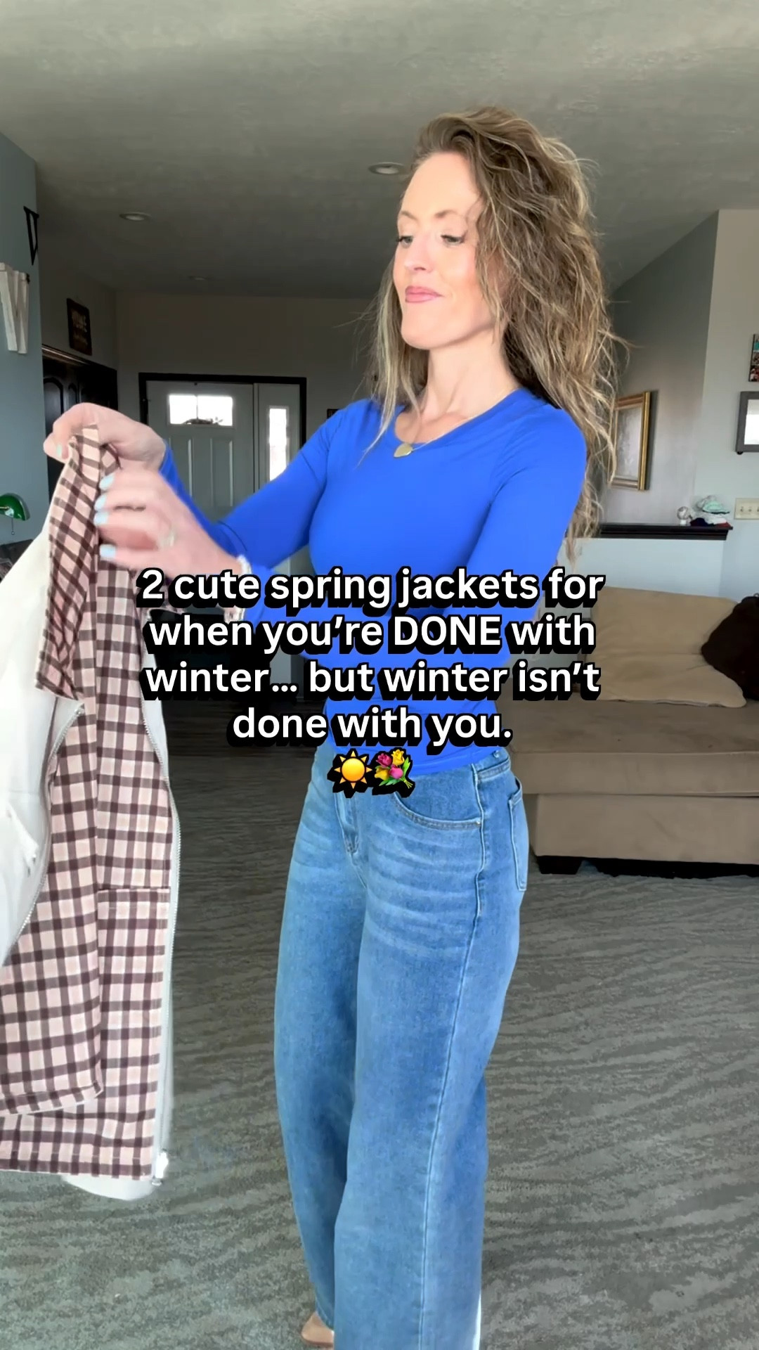 Which one would you wear more? 👇 

Spring is TRYING… but I’m still reaching for layers 😅🌷 These two jackets are the perfect throw-on pieces when it’s sunny but still chilly.

The khaki with the plaid detail = instant outfit upgrade.
The cropped rust jacket = makes everything feel styled.

spring jackets, lightweight layers, cropped jacket, mom style, spring outfits
#springstyle #layeringseason #momstyle #midwestfashion 



#LTKgrwm