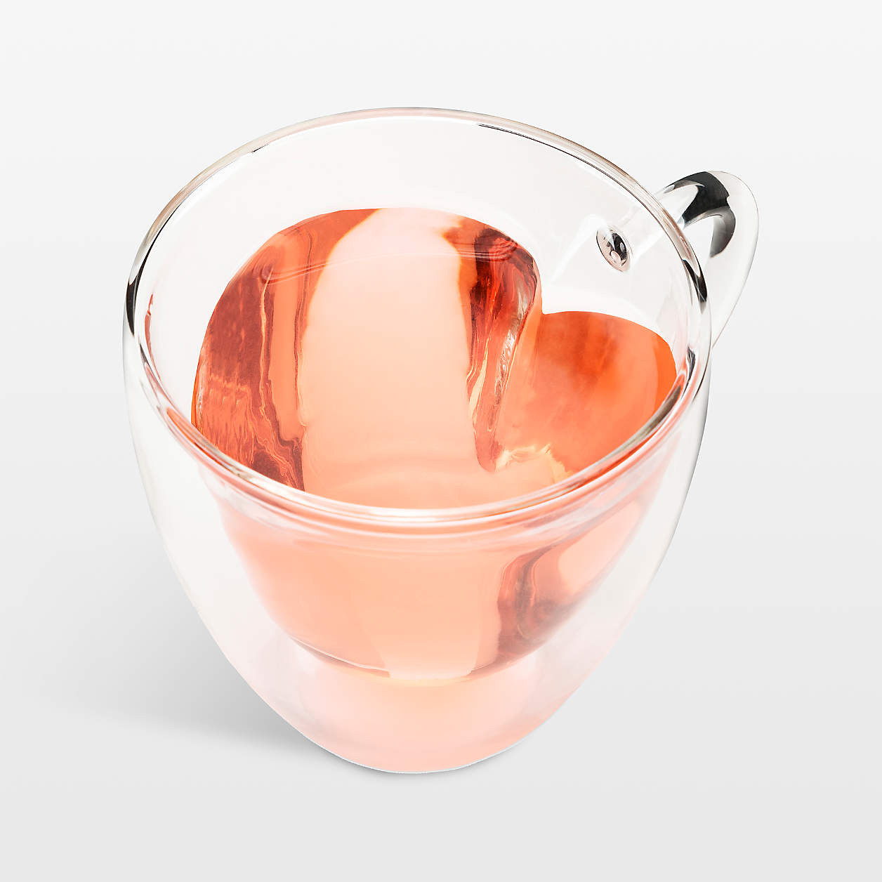 Heart 8-oz. Double Wall Glass Tea Mug | Crate & Barrel | Crate & Barrel