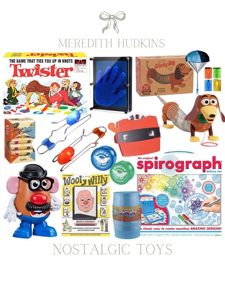 Christmas gift guide for kids, nostalgic toys, nostalgic toys from the 80s, Mr. potato head, twister, family games, popular toys, trending toys, yo-yo, view master box, mr. slinky, retro light up gyro wheel, jacobs ladder, parachute toy, kids toys, Amazon finds, sale finds, Spirograph, stocking stuffer for kids

#LTKGiftGuide #LTKkids #LTKunder50