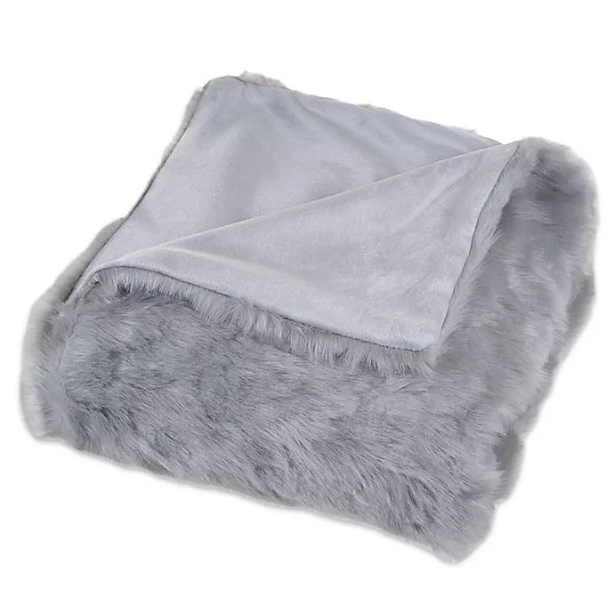 Nottingham Home Faux Fur Throw Blanket in Grey | Bed Bath & Beyond
