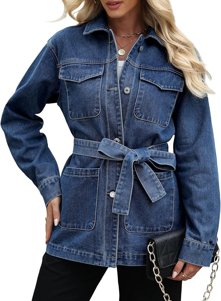 Skirt BL Jean Jacket Women With Belt Mid Long Oversized Denim Jacket for Women With Pocket Long S... | Amazon (US)