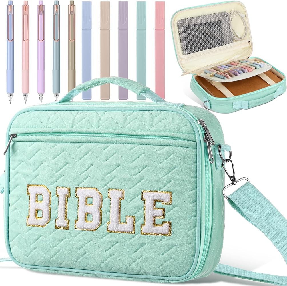 Lincia Quilted Cotton Bible Cover Case for Women Gift Christmas Chenille Letter Carrying Book Cas... | Amazon (US)