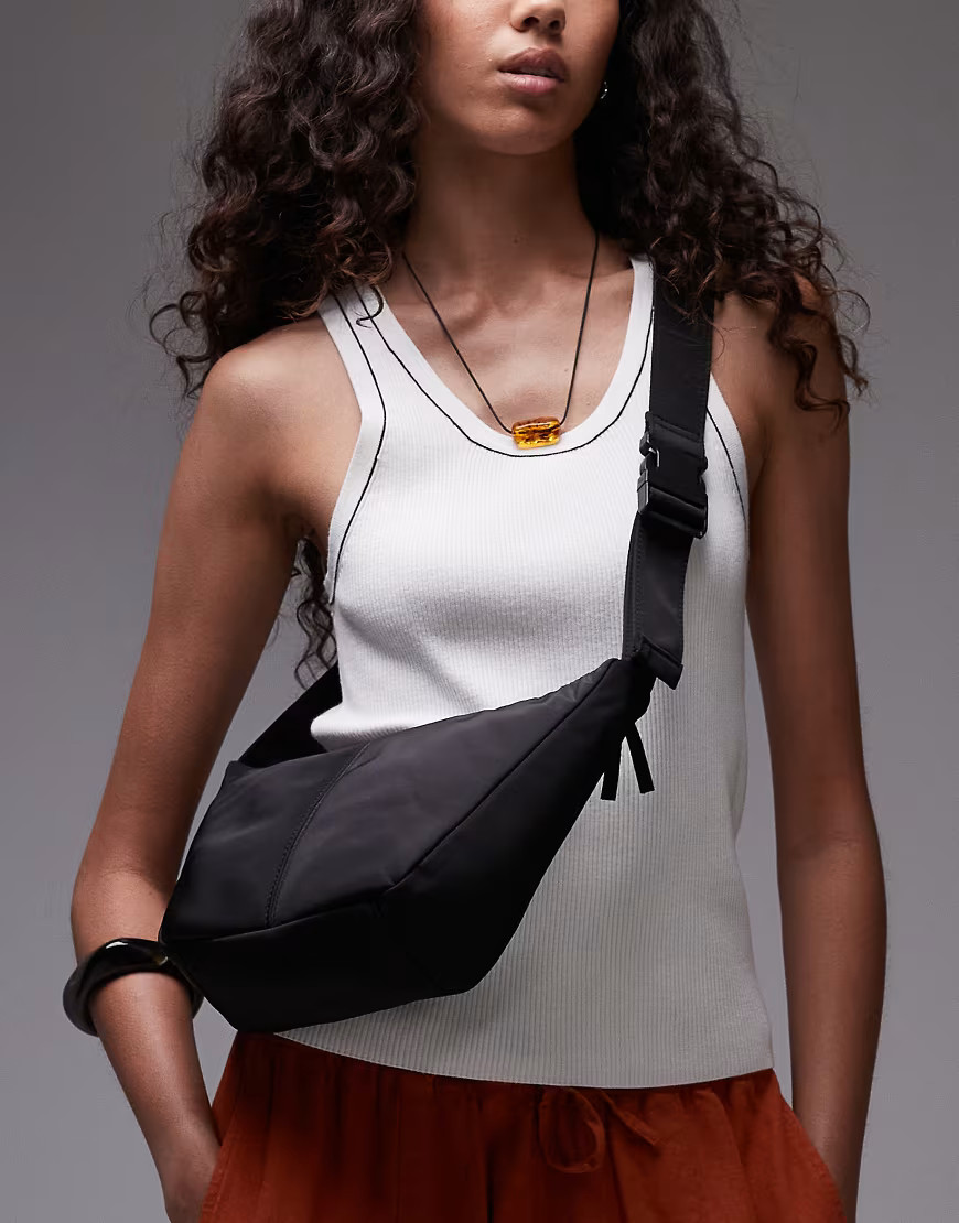 Topshop Carrie nylon cross body bag in black | ASOS (Global)