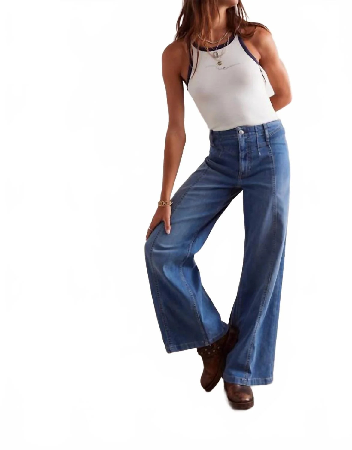 Libre Wide Leg Jean In Blue | Shop Simon