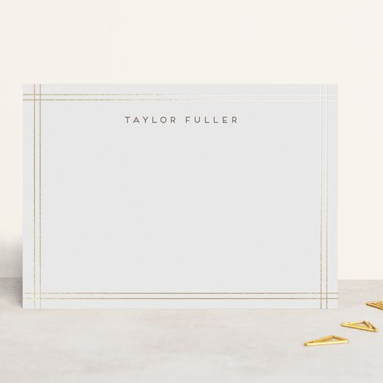 "A Golden Age" - Customizable Foil-pressed 5x7 Personalized Stationery in Brown by Lehan Veenker. | Minted