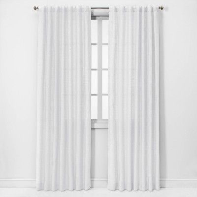 95&#34;x54&#34; Light Filtering Linen Window Curtain Panel White - Threshold&#8482; | Target