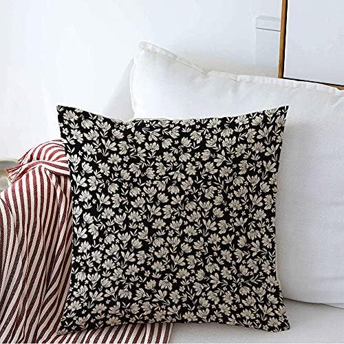 Decorative Square Throw Pillow Cover Farmhouse Linen Cute Old White Contrast Floral Beautiful Dai... | Amazon (US)