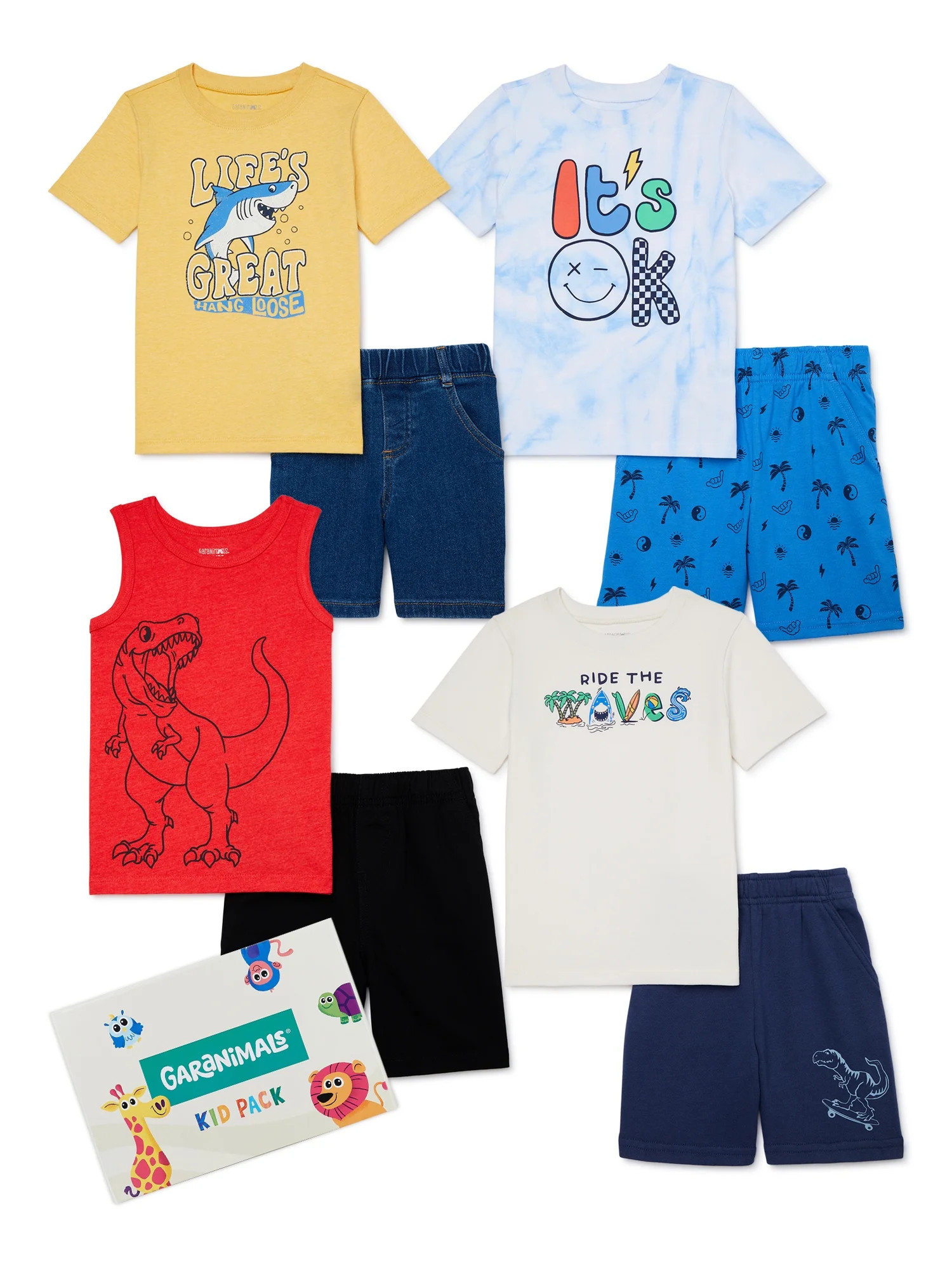 Garanimals Toddler Boys Mix and Match Kid Pack Outfit Set, 8-Piece, Sizes 18M-5T | Walmart (US)