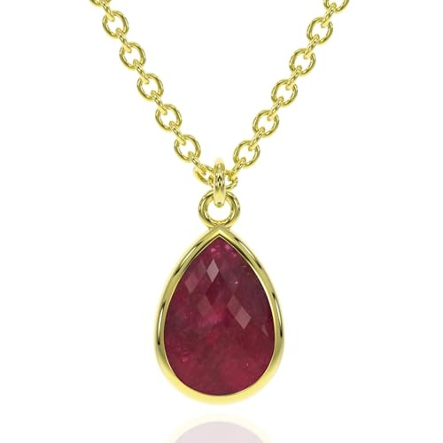 Genuine Gemstone Necklace for Women - Authentic 925 Sterling Silver Necklace 18K Gold Jewelry, Da... | Amazon (US)