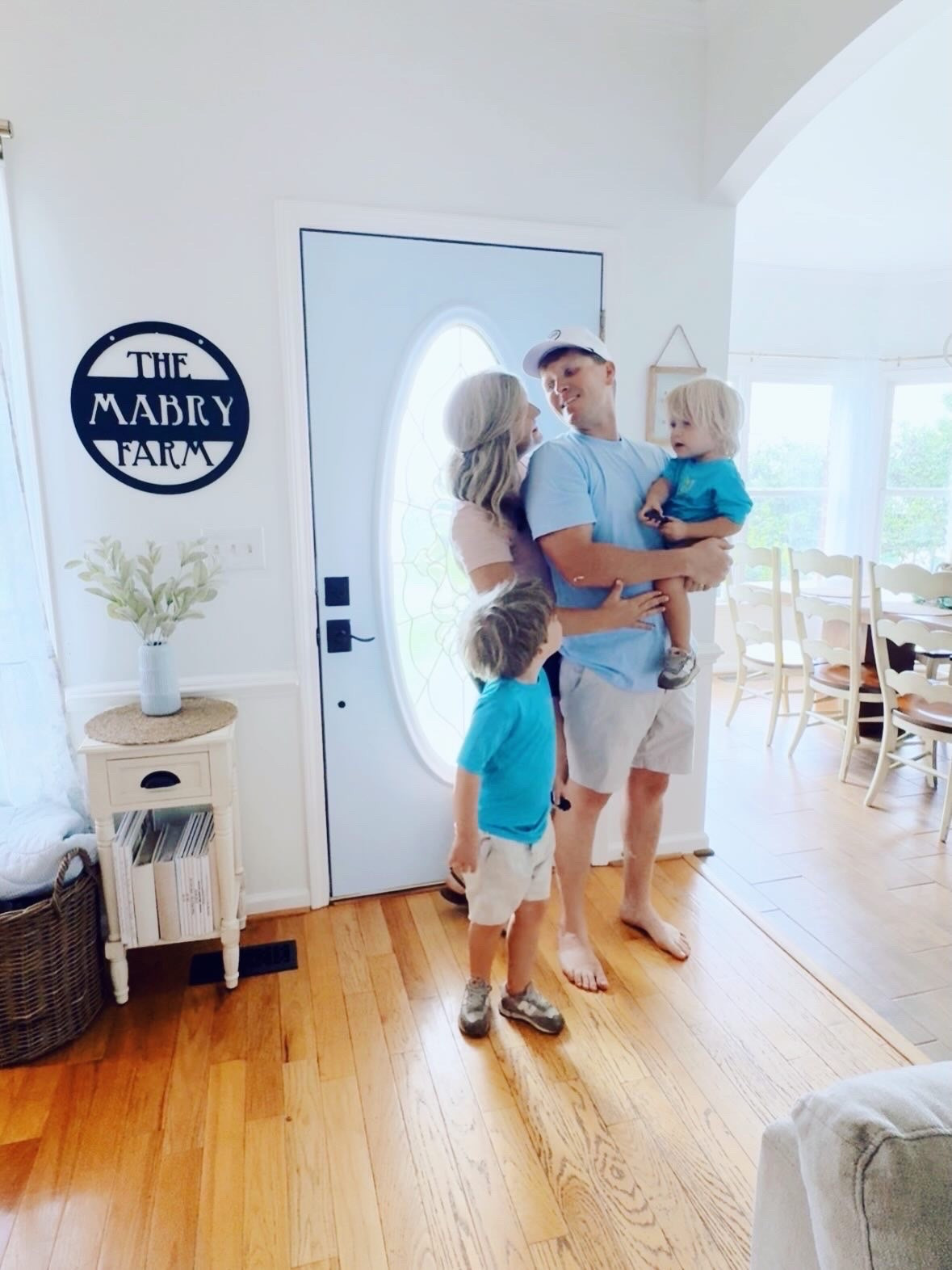 When you marry the man who makes all of your dreams come to life 🤭🚪🩵🦋🌳🌾🏡🎨🖌️👶🏼🧺🪟 #weekendcameraroll #weekendphotodump #lightbluefrontdoor #lightbluecabinets #ourfarmhouse