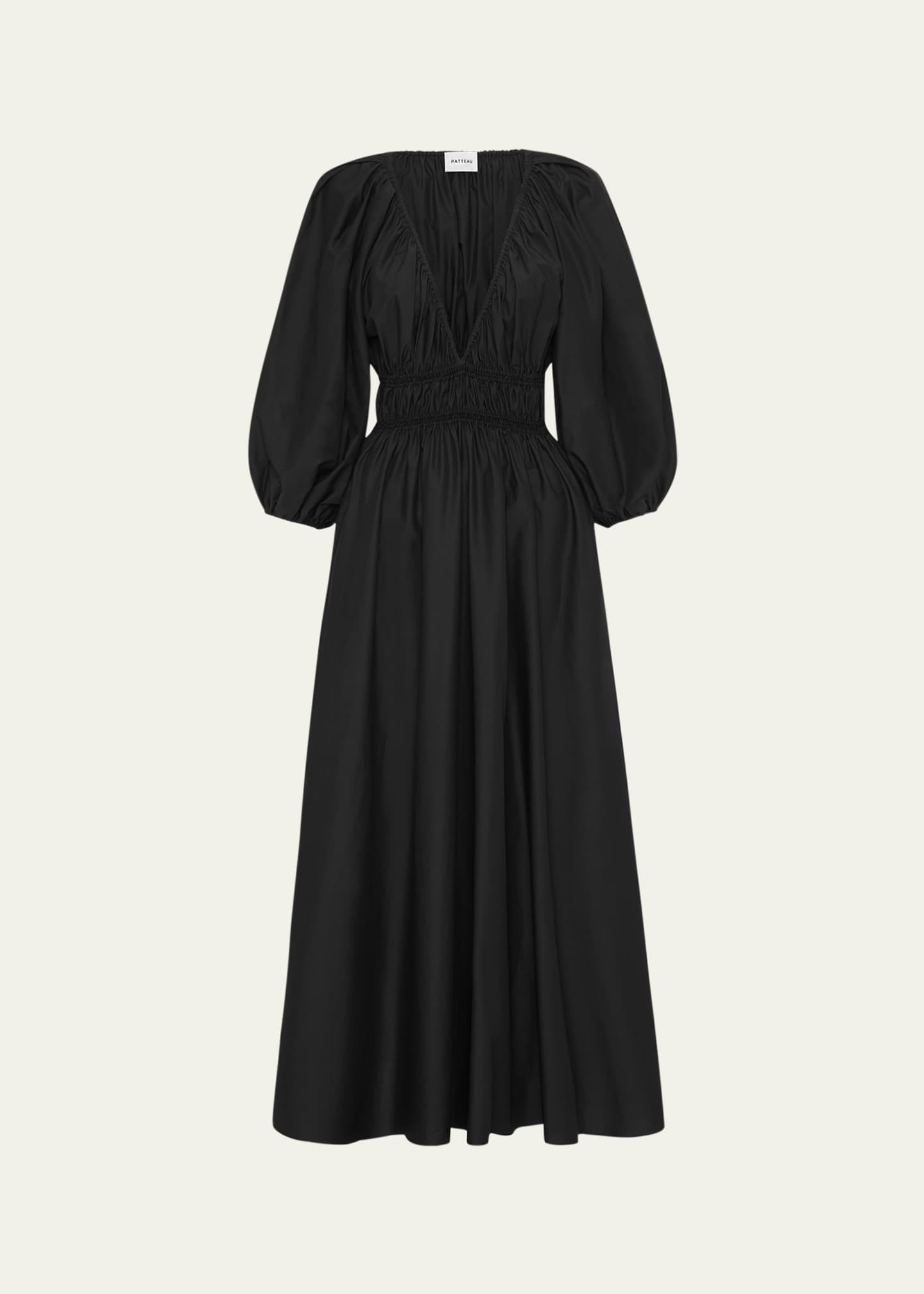 Matteau Shirred Plunge Balloon-Sleeve Mini Dress | Bergdorf Goodman