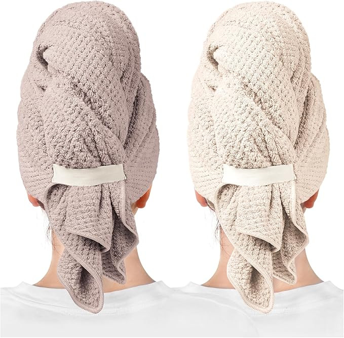 2 Packs Large Microfiber Hair Towels for Women, Super Absorbent & Quick Dry Hair Towel Wrap for C... | Amazon (US)