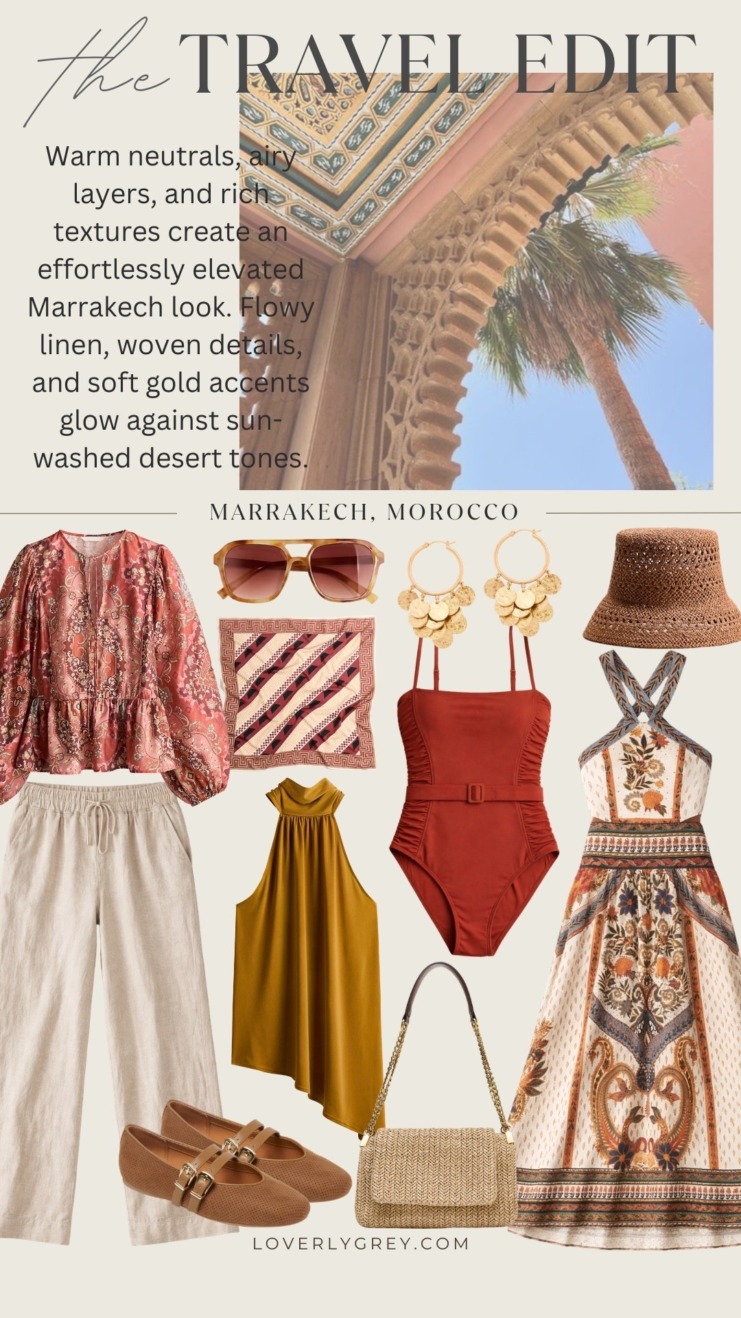 Warm neutrals, rich textures, and effortless layers inspired by Marrakech 🤎 think flowy linen, woven details, and soft gold accents for that sun-soaked, elevated vacation look. Perfect pieces for your next getaway, festival look or summer wardrobe refresh ✨

Loverly grey, Marrakech style, travel outfits, summer vacation outfits, linen outfits, neutral outfits, woven bag, resort wear, warm neutral outfits, European summer style, modest summer outfits


#LTKTravel #LTKSeasonal #LTKFestival