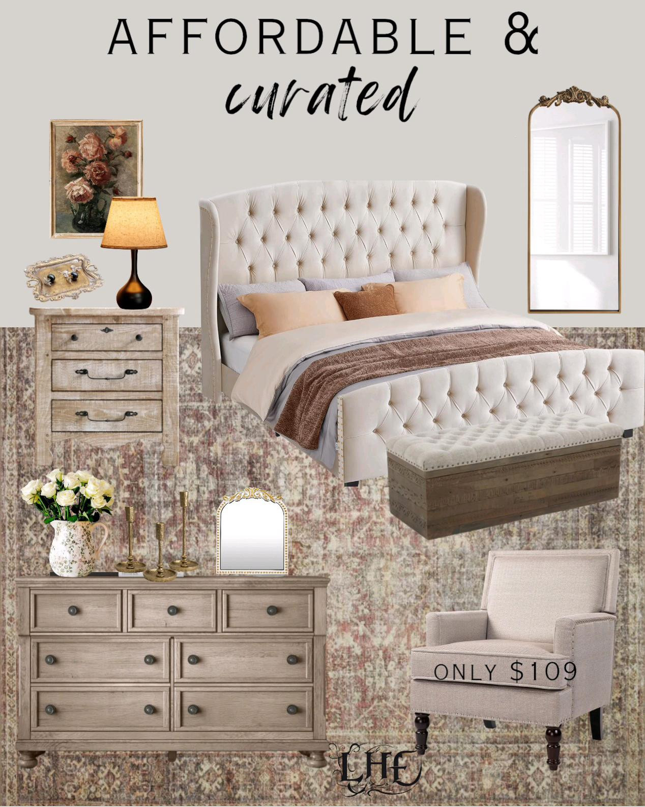 Vintage with modern twist bedroom inspo! Shop by clicking the thumbnails below 👇.  . . Bedroom, bedroom furniture, affordable bedroom furniture, affordable nightstands, bedroom decor, home decor, master bedroom decor, master bedroom, platform bed, upholstered platform bed, wood nightstands, storage bench, bedroom storage bench, bedroom sitting chair, accent chair, dresser, affordable dresser, mirror, arched mirror, vintage rug, modern farmhouse bedroom, modern farmhouse, farmhouse bedroom, vintage bedroom, wall art

#LTKHome #LTKSaleAlert #LTKStyleTip