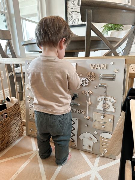 Linking Vans wooden sensory busy board he got for his first birthday gift from his grandparents. Also linking his two piece baby toddler pant and shirt set from H&M

#LTKkids #LTKunder50 #LTKunder100
