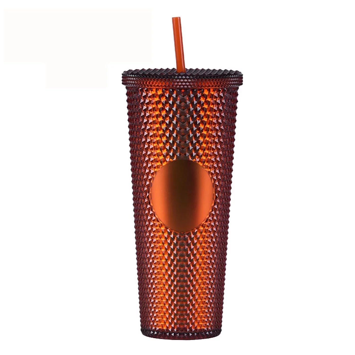 JVMU 24oz Plastic Double Wall Studded Cup Matte with Lid and Straw Water Tumbler Inlaid Rivet Cup... | Walmart (US)
