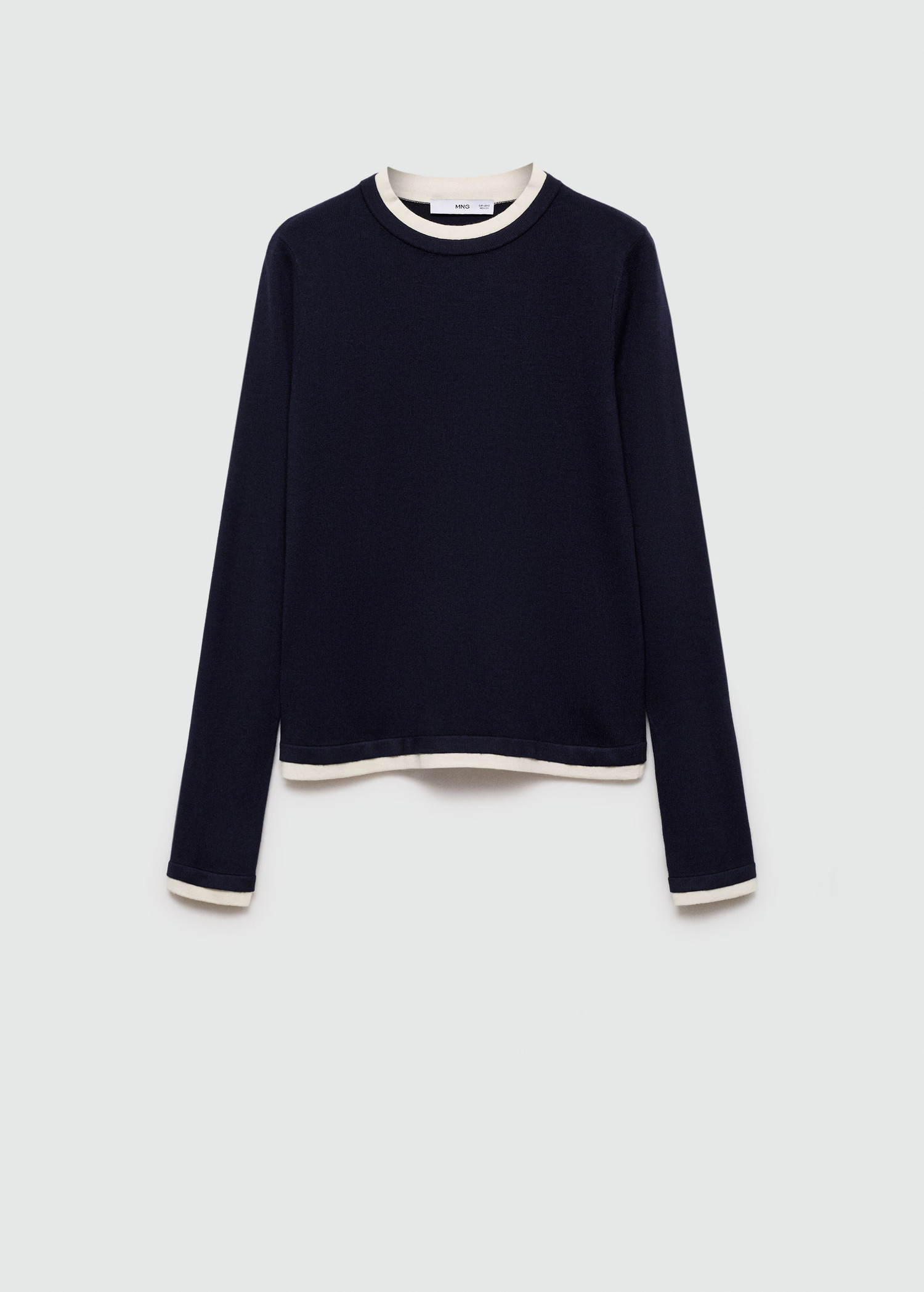 Fine-knit sweater with contrasting trims | MANGO (US)