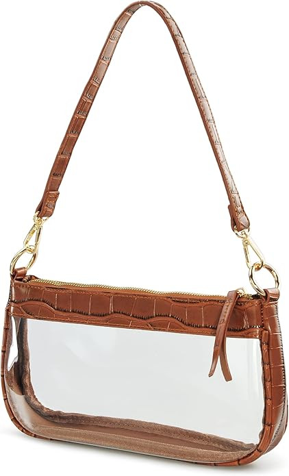 Clear Shoulder Handbag PVC Classic 90s Purse Women Vegan Leather Crocodile Crossbody Bag | Amazon (US)