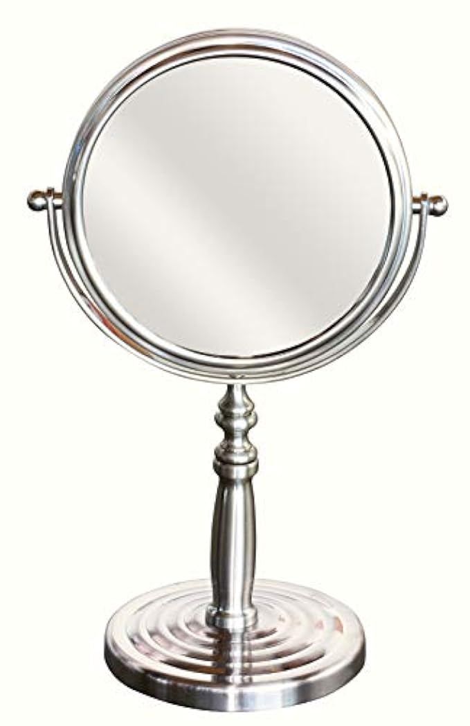 DecoBros 6-Inch Tabletop Two-Sided Swivel Vanity Mirror with 8x Magnification, Nickel | Amazon (US)
