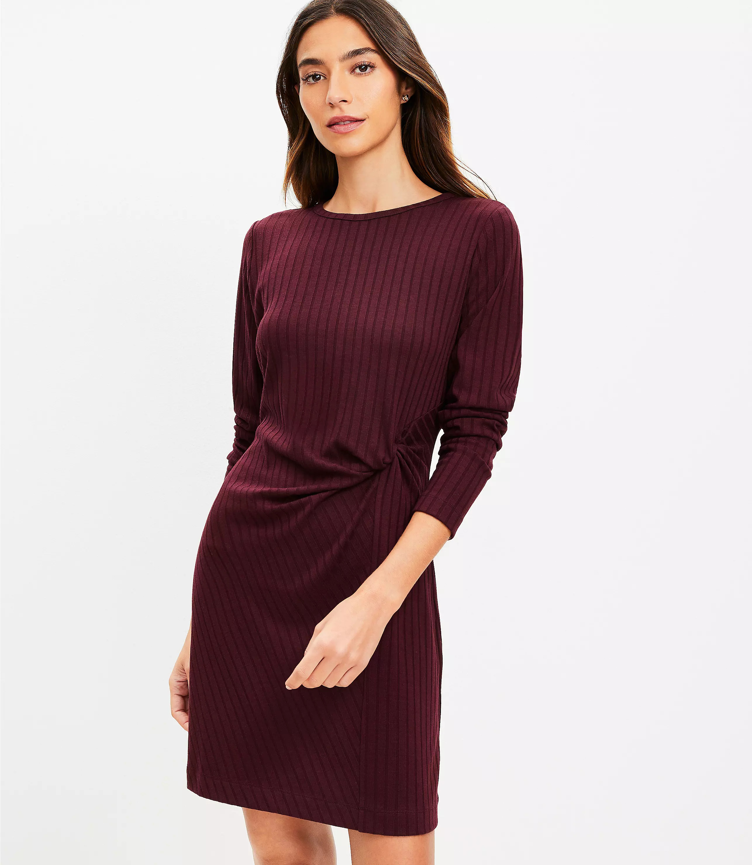 Ribbed Twist Mini Dress | LOFT
