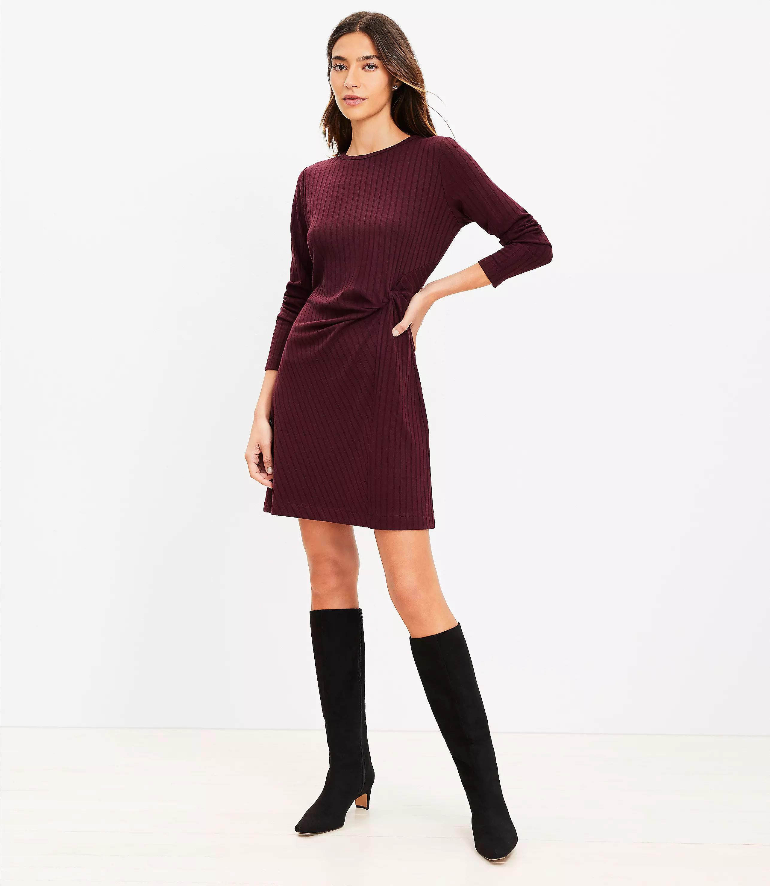 Ribbed Twist Mini Dress | LOFT