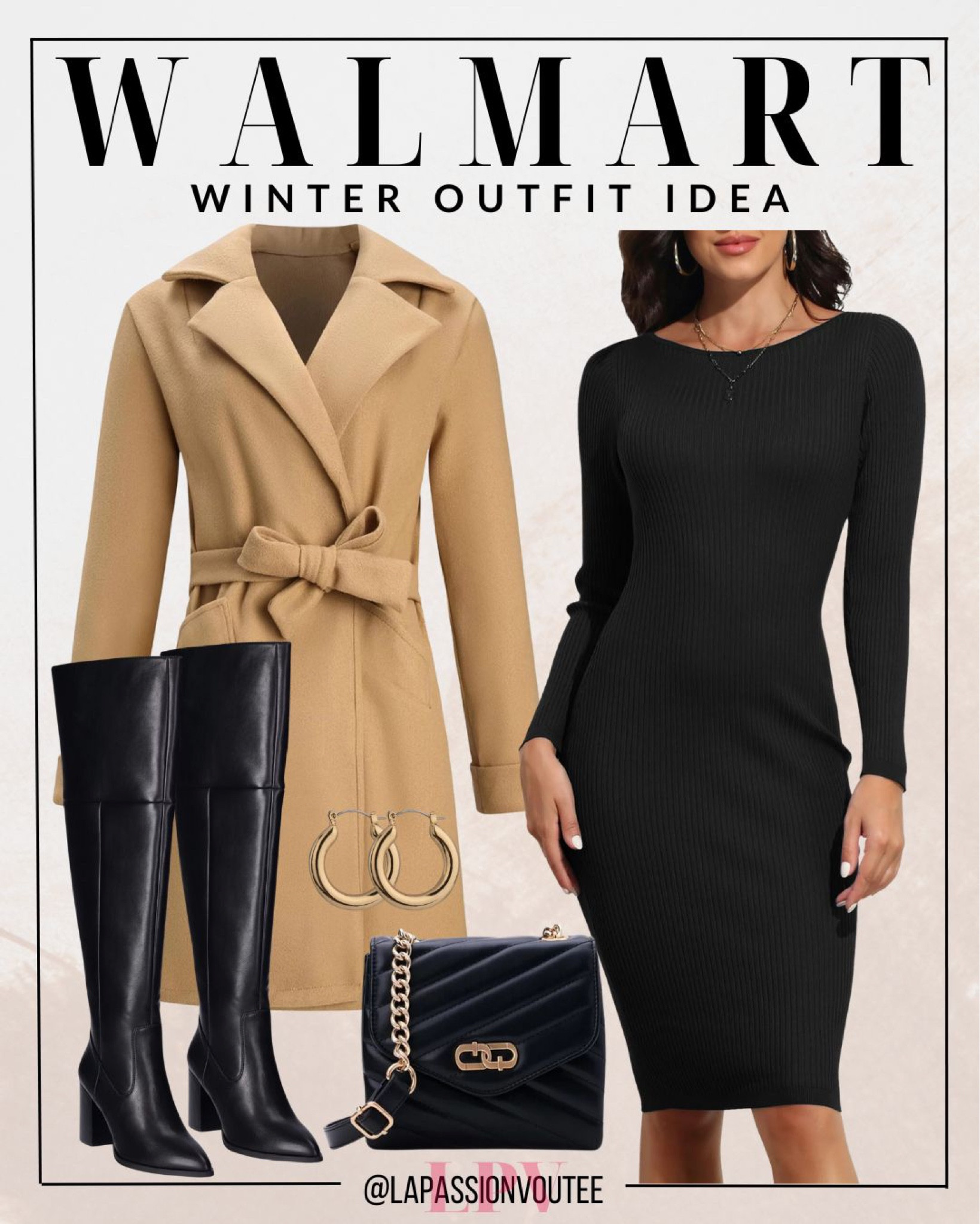 Elevate your style game with Walmart's must-haves! Wrap up in a stunning coat paired with a bodycon long-sleeve dress for a touch of glamour. Step out in confidence with on-trend over-the-knee boots, a chic crossbody bag, and statement earrings. Walmart – where fashion meets flair effortlessly.

#LTKSeasonal #LTKHoliday #LTKstyletip