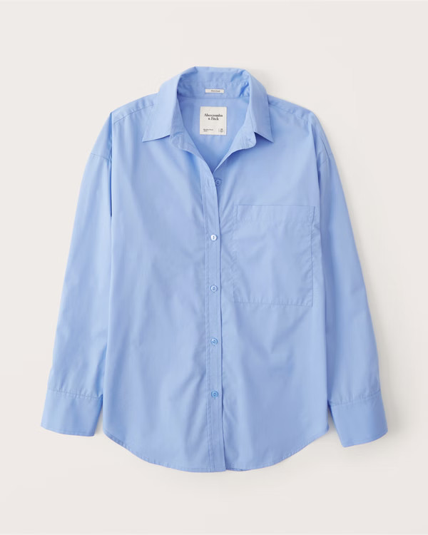 Oversized Poplin Button-Up Shirt | Abercrombie & Fitch (US)