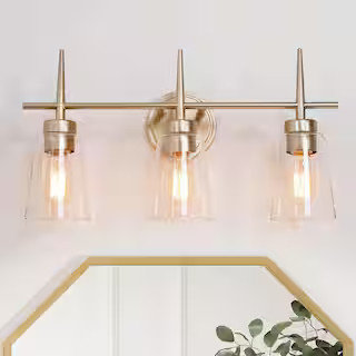 Uolfin Farmhouse Gold Bathroom Vanity Light, Dule 3-Light Modern Bell Brass Vanity Light Bar with... | The Home Depot