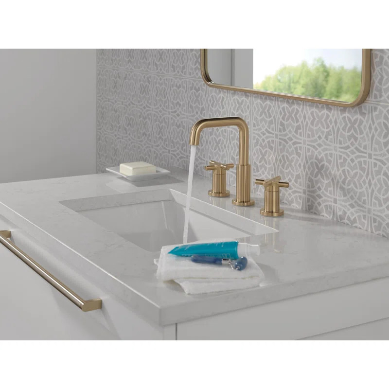 Nicoli Widespread Bathroom Faucet 3 Hole, 2-handle Bathroom Sink Faucet with Drain Assembly | Wayfair North America