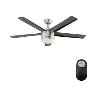 Home Decorators Collection Merwry 52 in. Integrated LED Indoor Brushed Nickel Ceiling Fan with Li... | The Home Depot