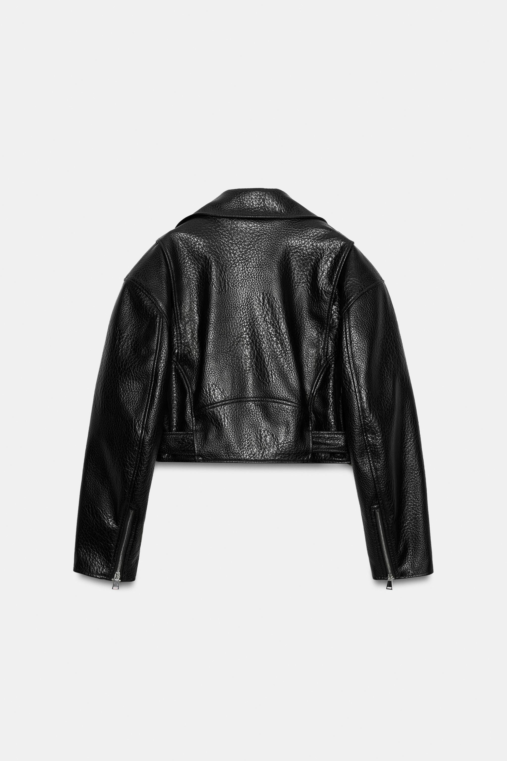 FAUX LEATHER BIKER JACKET WITH SHOULDER PADS | Zara US