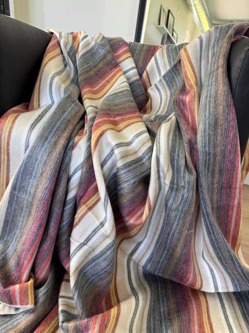 Alpaca wool blanket striped soft warm twin lightweight throw nwot beige brown orange gray | Etsy (Global)