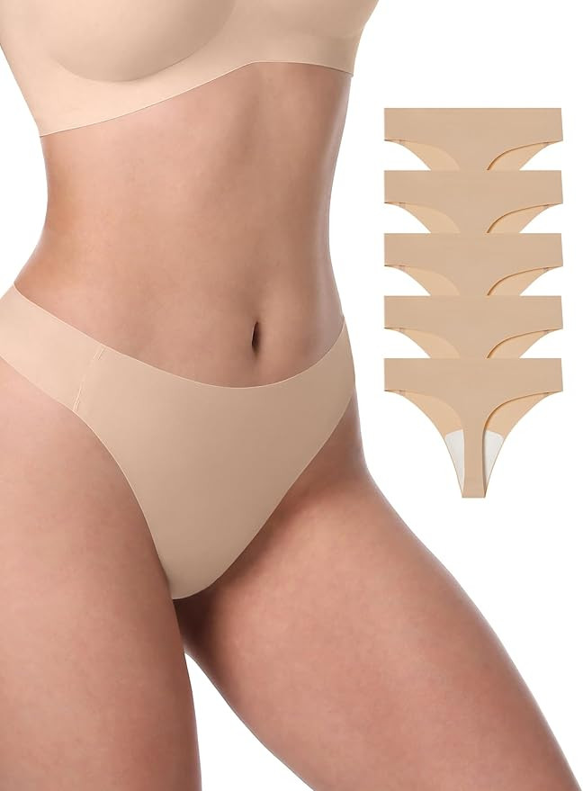 LUCKMEEY Seamless Thongs for Women No Show Thong Panties for Women No Line G-String Thongs Sexy S... | Amazon (US)