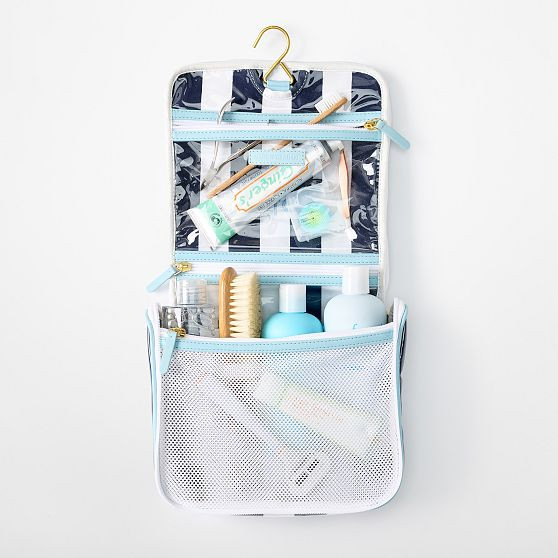 Clear Coated Dual Compartment Hanging Travel Bag | Mark and Graham