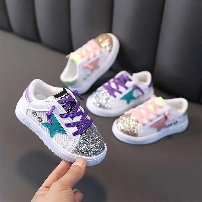 Kids Shoes Sparkling Sneakers Star Boy Girl Rubber Sole Baby Children's Flash Fashion 211102 | DHGate