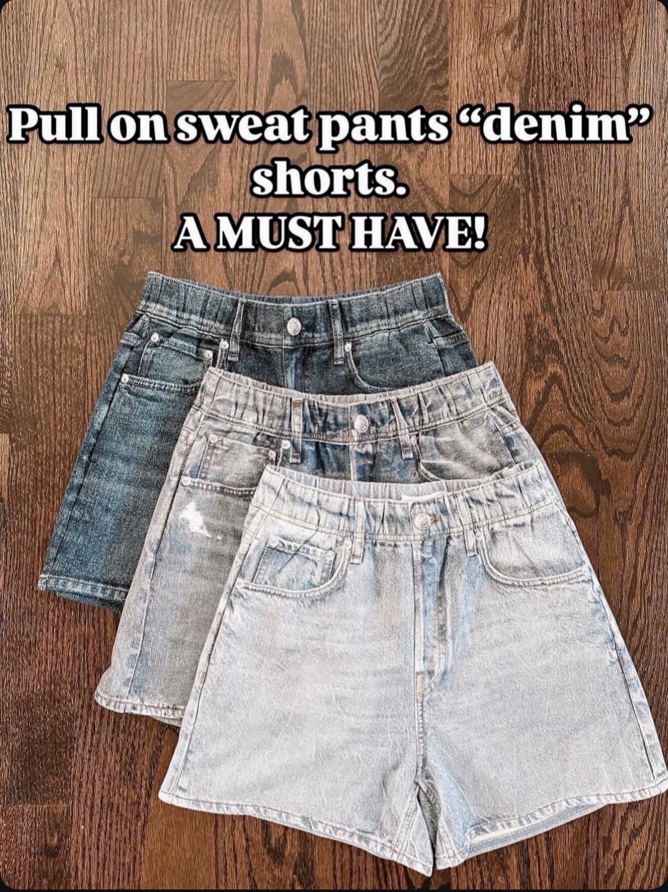 Pull-on “denim” shorts that feel like sweatpants… do we need all three washes or just admit we do? 🤭 I wear size xs 

#LTKmomlife #LTKSeasonal #LTKOver40
