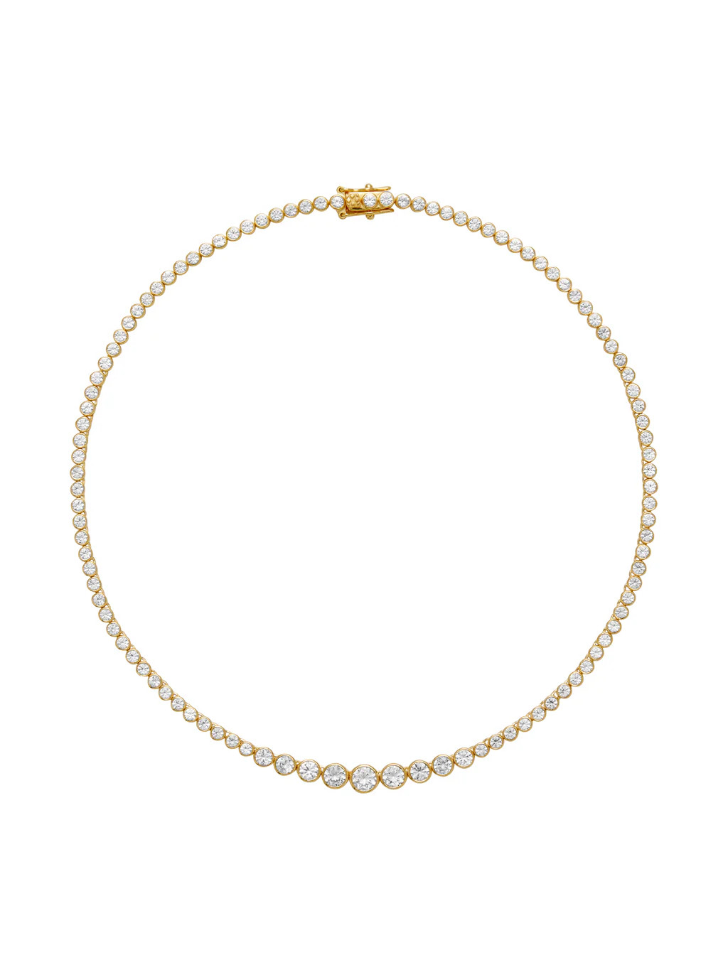 JAMES BEZEL GRADUATED, LAB WHITE SAPPHIRE GOLD RIVIÈRE NECKLACE | Dorsey