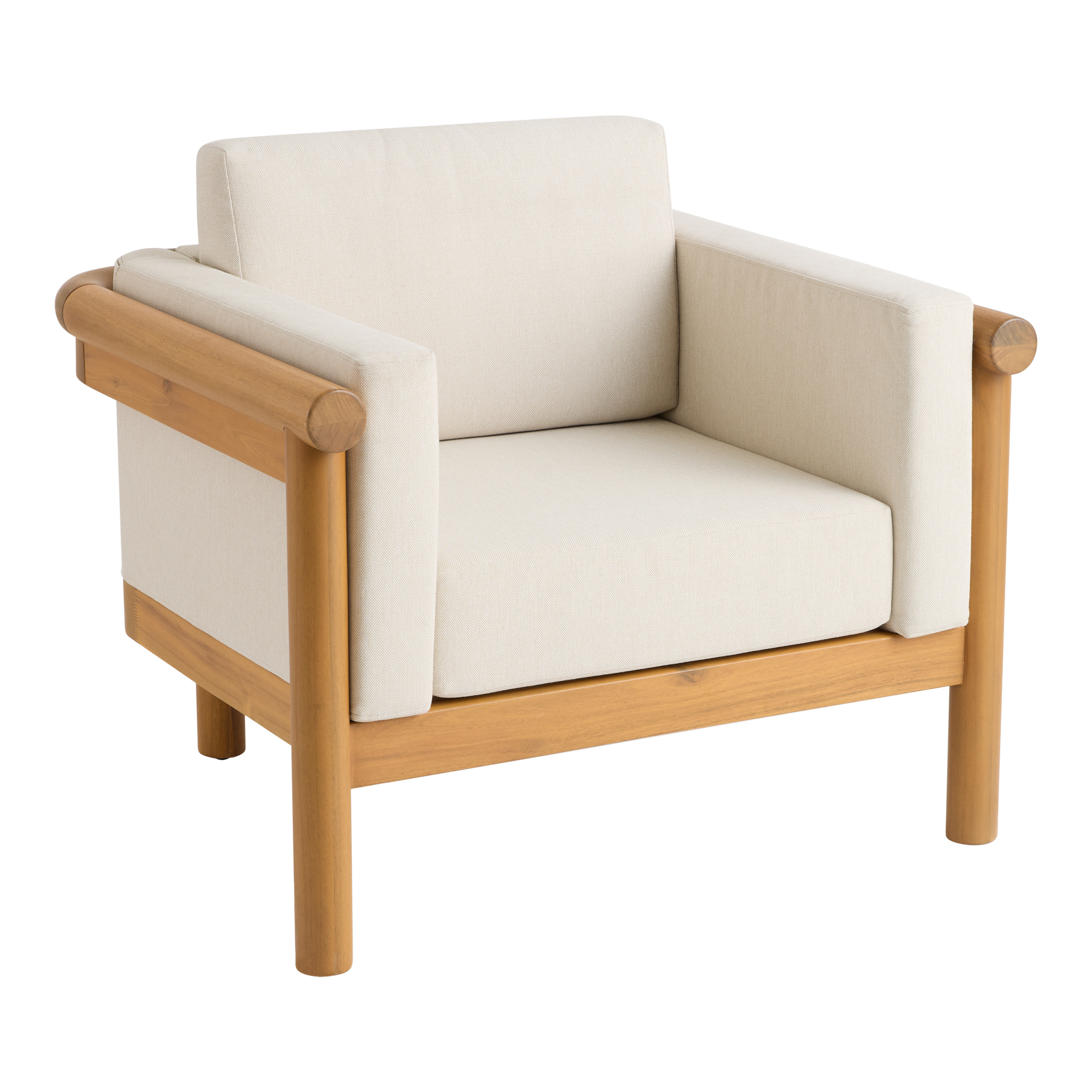 Dominico Natural Acacia Wood Curved Back Outdoor Chair | World Market