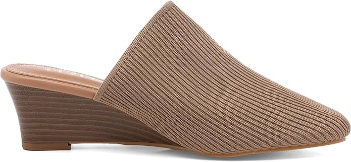 Womens Stacked Heel Wedges Knitted Heeled Mules,Ladies High Heel Slip on Comfortable Trendy Dress... | Amazon (US)