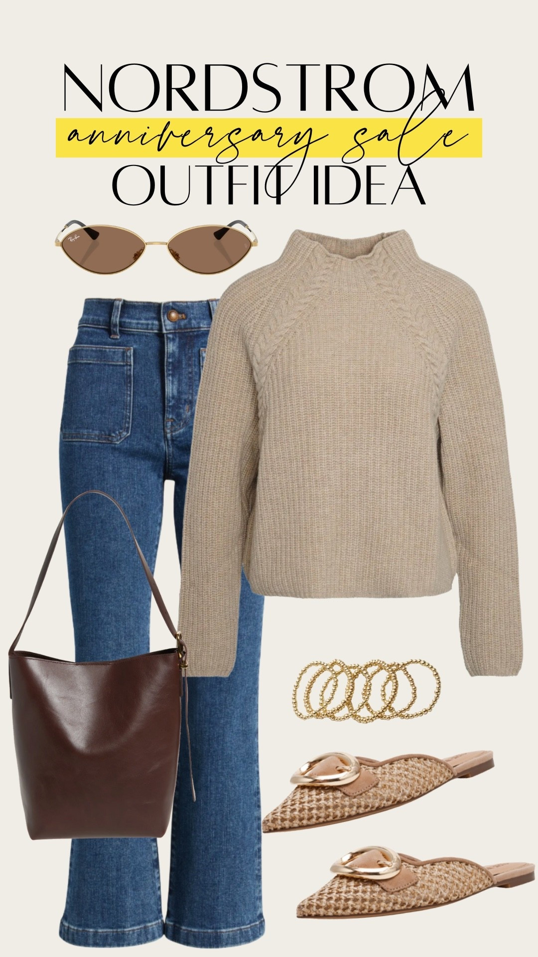 Classic neutral fall outfit. Perfect jeans for in the office, running errands, al fresco lunch. Staple pieces for a capsule wardrobe. Nordstrom Anniversary Sale / NSALE 2025

#LTKOver40 #LTKStyleTip #LTKSaleAlert