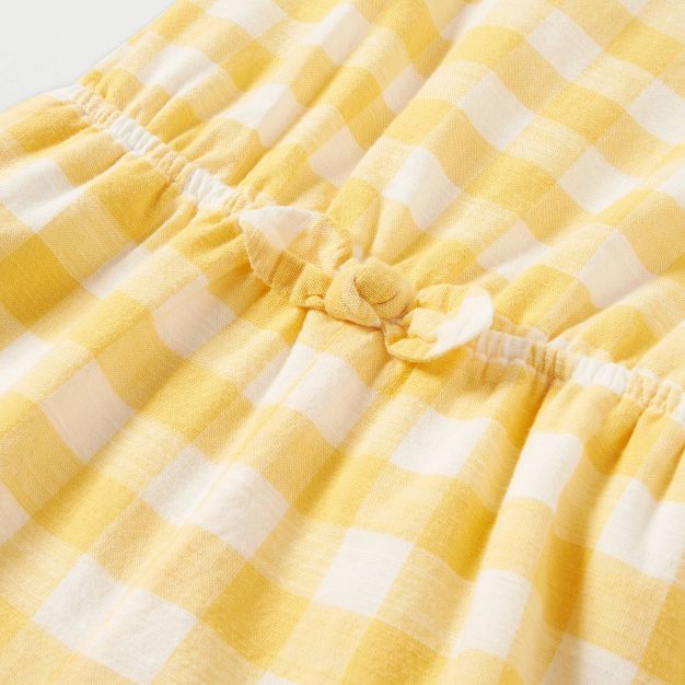 Toddler Girls' Gingham Puff Sleeve Romper - Cat & Jack™ Light Yellow | Target