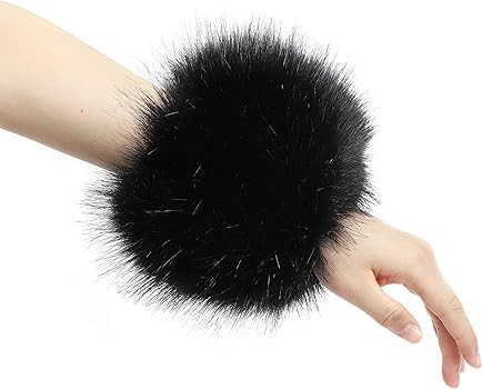 La Carrie Women's Snakeskin Print Faux Fur Wrist Cuffs,Winter Fox Furry Bands Arm Warmer | Amazon (US)