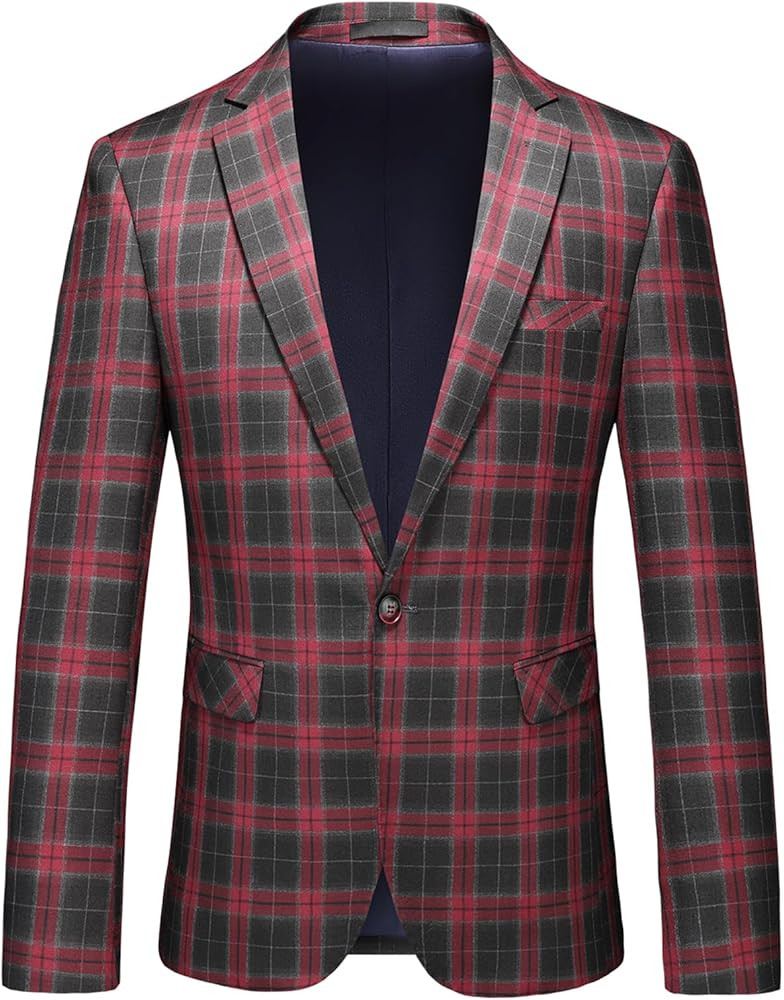 Men's Plaid Blazer Sport Coats Jackets Slim Fit Lightweight Casual Checkered Blazer for Men | Amazon (US)